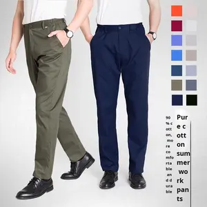 Pantalon de travail d'été en coton droit respirant Loose Thin Long Factory Delivery Construction <span class=keywords><strong>Site</strong></span> Handling Labour Protection - Product Image 2