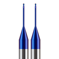 Outils de fraisage à micro-diamètre R0.1 R0.2 R0.3 R0.4 R0.5 R0.6 R0.7 R0.8 R0.9, fraises à bout sphérique à cannelures, HRC65 avec revêtement nano bleu