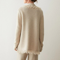 NARI Luxury Autumn Winter Loose Fringe Cardigan en cachemire 100% Pure Cashmere Women Unbuttoned Cardigan Sweater Coat for Ladies