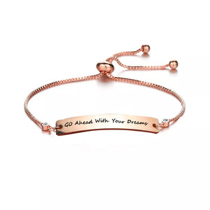 Le plus récent Bracelet de Couple inspirant en or Rose en acier inoxydable foi religieuse Zircon bijoux foi sur la peur Bracelet - Product Image 6