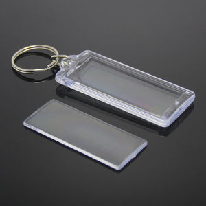 Großhandel Günstige DIY Foto rahmen Rechteck Schlüssel bund Transparente Kunststoff Runde Schlüssel ring Einfügen Bild Fall Benutzer definierte Acryl Schlüssel ring - Product Image 2