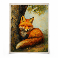 Peinture à l'huile de renard roux 100% peinte à la main, texture épaisse, art mural animal 3D, toile tendue 60x75cm pour la décoration intérieure