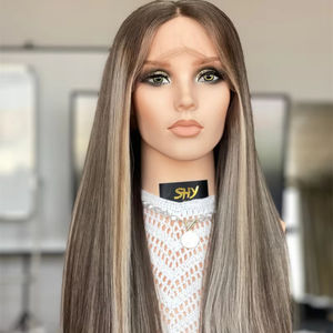 Perruque de cheveux humains de qualité supérieure HD Lace Wig Glueless Part Anywhere Brown Color With Highlight Prêt à expédier - Product Image 1