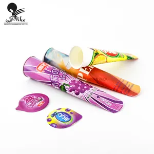 Custom Design Logo Various Sizes Disposable Jelly Ice Cream Squeeze Paper Up Tube Packaging Cone