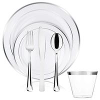 Services de table en plastique pour fêtes, décorations de table de mariage, serviettes, assiettes, couverts, gobelets, vaisselle de traiteur pour toutes les occasions