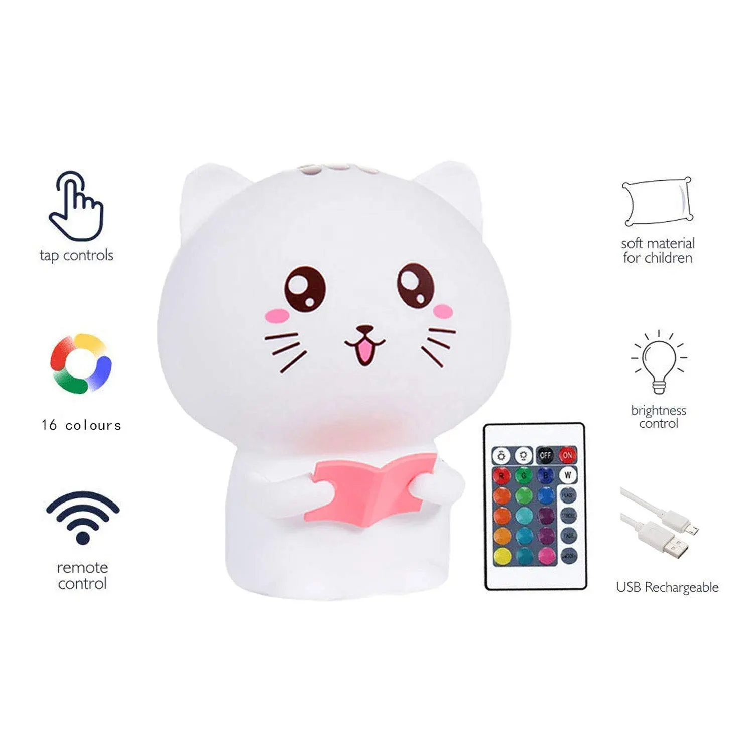 7 Colors Cat LED USB Children Animal Silicone Soft Cartoon Baby Nursery Lamp Breathing LED Night Light