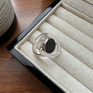 S925 Sterling Silver Plated Women's INS Style <b>Ring</b> Adjustable <b>Opening</b> Geometric Pattern Agate Piece Korean Version Niche Design - Product Image 2