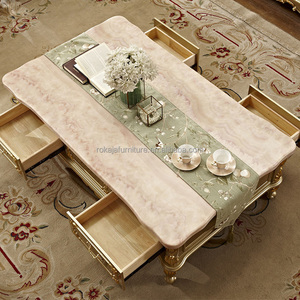 โต๊ะ<span class=keywords><strong>กาแฟ</strong></span>สไตล์ยุโรปหรูหราหรูหราหรูหรามีขาตั้งทีวีสีทองหินอ่อน - Product Image 4