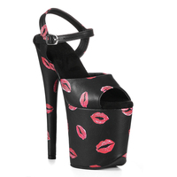 Chaussures de danse exotiques en PU, plateforme haute de 20 cm, bout ouvert, bride de cheville à boucle, chaussures de scène sexy, logo personnalisé, vente en gros