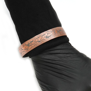 Handmade Vintage Damascus <b>Copper</b> Cuff <b>Bracelet</b>-Unique Mokume Gane Style Antique <b>Copper</b> Plated Geometric Pattern Adjustable - Product Image 5