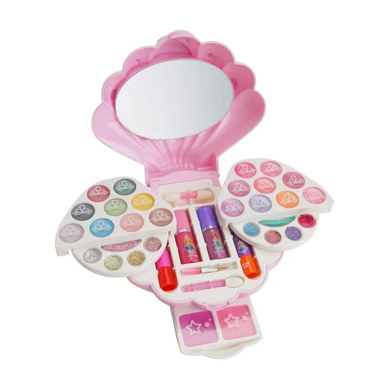 Amazon hot sale Children's Cosmetics Toys Princess Girls Play House Makeup Eyeshadow Nail Polish Crown Cosmetic Box Set Toy