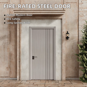 Porte intérieure moderne en acier coupe-feu à feuille unique, porte métallique de sécurité ignifugée pour chambre, villa, commerce, salon - Product Image 2