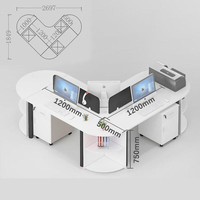 Nouvelle conception, haute qualité, vente chaude, poste de travail de bureau 6 places, table modulaire de bureau partagée
