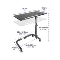 Mesa de Noche con Ruedas, Mesa Auxiliar Alta para Hospital Negra KMINA K40065