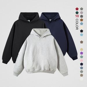 Custom Logo Fashion Heavyweight Solid Color Oversized Fleece Hoodies <strong>No</strong> Strings Thick Heavy Plain 350gsm Blank Hoodie - Product Image 1