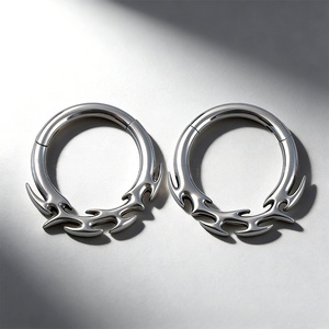 Pendiente de titanio ASTM F136 con forma de espina de fuego para nariz, aro de cartílago, aleación de titanio G23, joyería punk para piercing corporal - Product Image 4