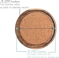 Sous-verres en bois d'acacia, lot de 6, diamètre 4,13 pouces, isolants absorbants en liège, empilables, design rustique