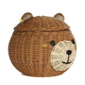 Cesta de mimbre para niños con forma de oso, organizador decorativo de ratán para la habitación infantil, de Vietnam - Product Image 2