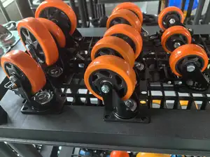 Высокопрочные Промышленные роликовые ролики, оранжевое колесо из полиуретана, 4-дюймовое пластинчатое колесо с тормозом
