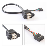 Carte mère 9 broches 2.54mm en-tête vers double USB 2.0 femelle câble de données de montage sur panneau à vis