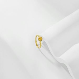 Dylam Minimalist Design Tiny Sterling Silver 18K Gold Plated Twisted <b>Open</b> Adjustable Eternity Band Yellow 5A Zirconia <b>Rings</b> - Product Image 6