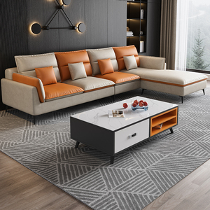 Divano Modulare di Lusso Italiano Imbottito in Due Colori con Chaise Longue a Prezzo di Rivenditore - Product Image 1