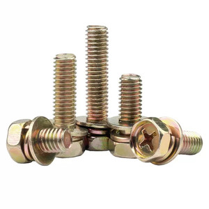 Farbiger Zink Außenschrauben Sechseck-Überzug mit drei Kombinationen Schraube mit Federschließer und Flächenschließer Kombinationsschraube M4-M8 - Product Image 3