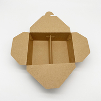 Boîte à lunch jetable en papier kraft pliable de haute qualité, écologique, à deux compartiments égaux, pour la restauration rapide à emporter