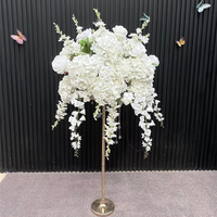 Pièce maîtresse de table de mariage de luxe artificielle 60cm boule de fleur d'hortensia rose blanche pour la décoration d'entrée de table d'événements de mariage