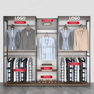 Espositore per Abbigliamento in Acciaio Inox per Showroom, Scaffali per <span class=keywords><strong>Negozi</strong></span> di Abbigliamento Maschile in Legno, Arredamento per Boutique - Product Image 2