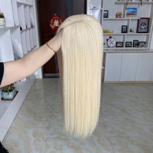 En stock, prêt à être expédié, blond 60 #    Perruque en dentelle de cheveux humains européens pour femmes blanches, cheveux Remy, perruque colorée - Product Image 5