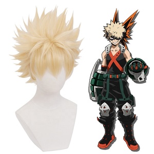 Wholesale 35cm Short Light BlondeHair My Hero Academia Bakugou Katsuki Wig Synthetic Anime Cosplay Wigs