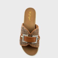 Sandales de luxe à plateforme en raphia tressé en forme de H avec boucle en strass, mules ouvertes à enfiler pour femme, parfaites pour l'été et la plage