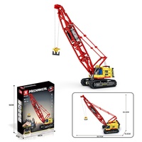 Modèle de grue électrique télécommandée BLOCKMOC, jouet éducatif, véhicule d'ingénierie sur chenilles, blocs de construction ABS