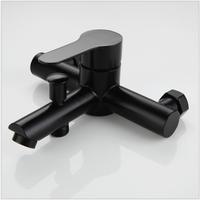 Robinet Mitigeur Mural Contemporain Noir Mat en Acier Inoxydable 304 à Double Sortie pour Douche et Baignoire de Salle de Bain