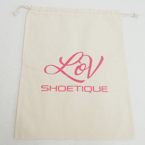 Sac à cordon en coton de couleur beige, sacs cadeaux personnalisés en coton - Product Image 5