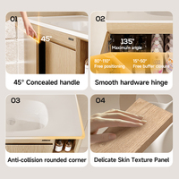 Meuble de salle de bain de haute qualité ARROW, miroir de vanité carré moderne en bois massif avec éclairage LED, en céramique, pour usage hôtelier