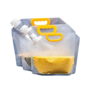 Saco de plástico transparente para bebidas, bico transparente com bico transparente, bolsa de armazenamento para festas de casamento, suco e cerveja, com funis, com 8 onças, 250 ml, 100 unidades