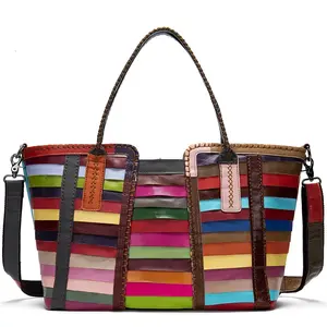 Customizable handbag patchwork Women's tote Leather tote Luxury leather handbags for women