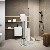 Support de brosse de toilette sur pied moderne personnalisé et porte-rouleau de papier en acier inoxydable pour salle de bain salle de bain salle de douche utilisation hôtel