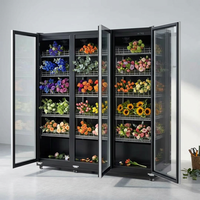 Vitrine Réfrigérée Commerciale à 3 Portes Vitrées avec Affichage Numérique et Refroidissement par Air pour Présentation Florale