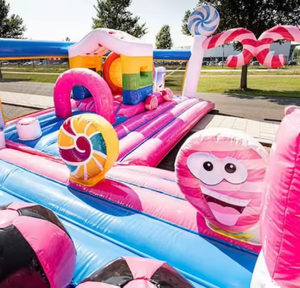 Circuito <span class=keywords><strong>de</strong></span> Obstáculos Inflable Rosa, <span class=keywords><strong>Diseño</strong></span> Gráfico Personalizado, Casa <span class=keywords><strong>de</strong></span> Brinco para la Diversión <span class=keywords><strong>de</strong></span> los Niños Pequeños - Product Image 4