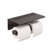 Porte-papier toilette moderne auto-adhésif avec étagère pour téléphone, gris, noir, or