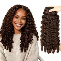 Extensions de Cheveux Humains Vierges Bouclés Péruviens Birmans Chocolat Marron 100% Non Transformés Bruts, Vente Chaude en Usine