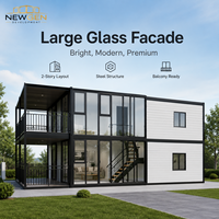 NEWGEN DEVELOPMENT Villa Modulaire Préfabriquée Extensible en Structure Acier Industrielle avec Balcon Vitré Design, Garantie 5 Ans