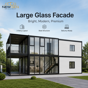 NEWGEN DEVELOPMENT Estructura de Acero Industrial Expandible, Casa Prefabricada Modular, Diseño de Villa con Balcón de Vidrio, Garantía de 5 Años - Product Image 2