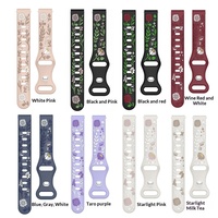 Tali Jam Tangan Gel Silikon Dua Warna Bermotif Bunga, Terukir Laser, Tahan Kotoran, Dapat Dicuci, Cocok untuk Jam Tangan dengan Lebar Lug 16mm