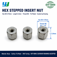 Douille hexagonale à insertion filetée en étain, usinée CNC de précision, moulée par injection plastique, non standard, OEM