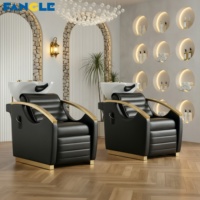 Fauteuil de lavage de luxe électrique réglable pour salon de coiffure avec bassin en céramique, pour soins capillaires et shampoing, station de salon