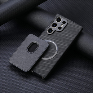 Simple Leather Wallet Card holder Magnetic Mobile Phone case for Samsung S26 ultra S25 S24 Series bag fabric Textured Back Cover - Product Image 4